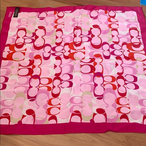 Authentic Coach Silk Pink Scarf - Picture 5 of 5